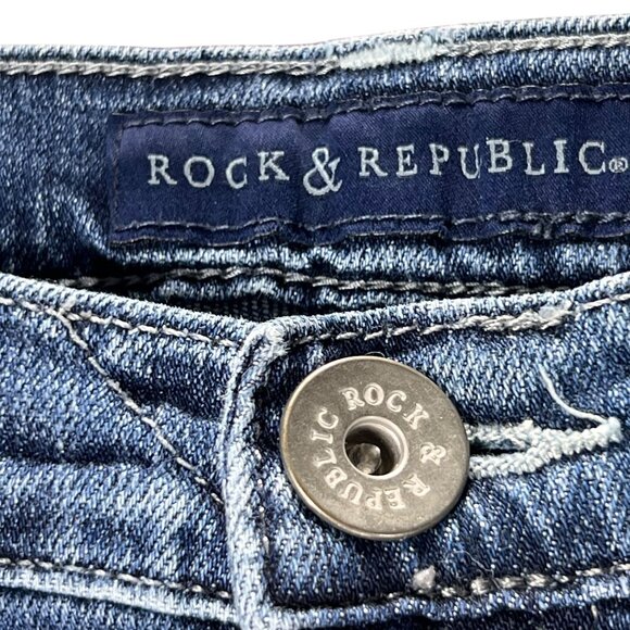 Rock & Republic Kasandra Studded Bootcut Jeans 12M Womens Denim Medium Wash - Picture 5 of 13